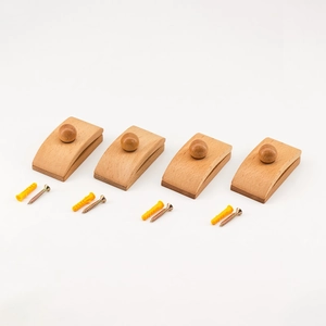 Set of 4 wooden wall-mounted tapestry clips with mounting screws and anchors