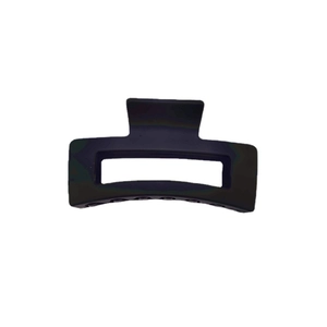 Matte black large rectangular hair claw clip in a minimalist Korean style for women