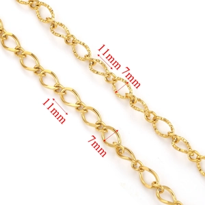 Gold stainless steel 11x7mm geometric oval link chain for DIY jewelry making