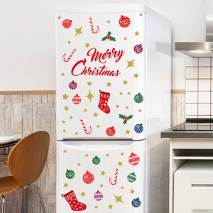 Christmas wall stickers set with Merry Christmas lettering on a white refrigerator