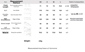 Tableau des tailles détaillé pour chemise à carreaux avec conseils d'entretien