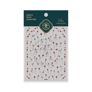 Pro TENSOR KX061 nail decals with delicate red flower and green leaf patterns on matte film