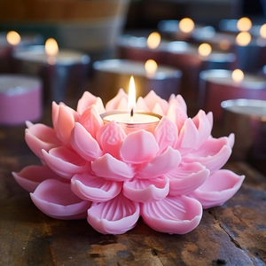 Pink lotus candle silicone mold creating a realistic blooming flower shaped centerpiece