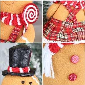 Charming Gingerbread Man couple plush dolls with festive red and green plaid outfits