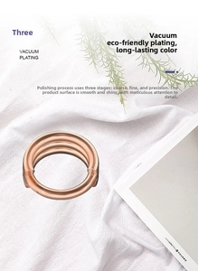 Macro detail of high-polish vacuum-plated triple hoop earring on soft white fabric