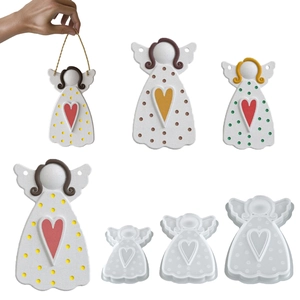 Stampo In Silicone Angelo Ragazza Con Ali Di Cuore Per Colata In Resina Fai Da Te Pendente In Gesso Ornamento Gioielli