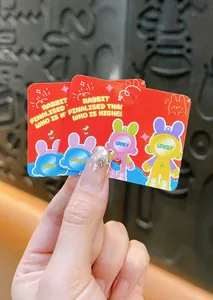 Detailed close-up of dopamine space rabbit backing card for creative keychains