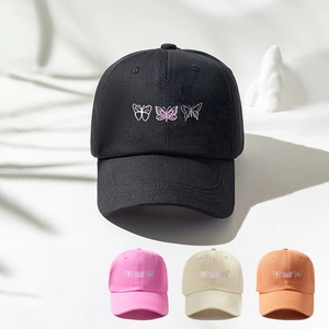 Butterfly Embroidery Cotton Baseball Cap Sunshade Adjustable Outdoor Breathable Fashion Hat For Women Girls