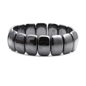 Polished rectangle hematite magnetic bracelet for men in minimalist dark gray finish