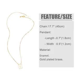 Size chart for enamel lightning star moon pendant on 17.7 inch gold plated brass chain