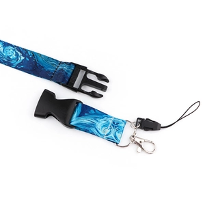 Blue starry night art pattern polyester lanyard with quick-release buckle and lobster claw