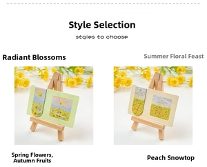 Close-up of oil painting magnetic bookmarks featuring floral patterns on mini easels