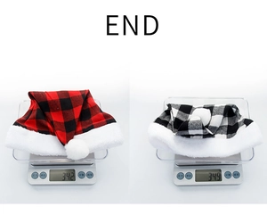 Detailed view showing lightweight Christmas plaid hats weighing approximately 34 grams