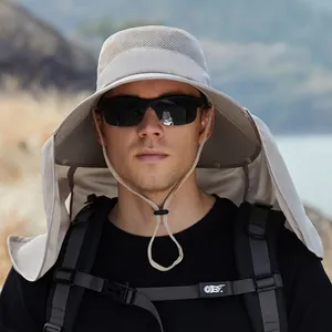 Chapeau de soleil pour hommes avec large bord et protège-nuque pour la pêche