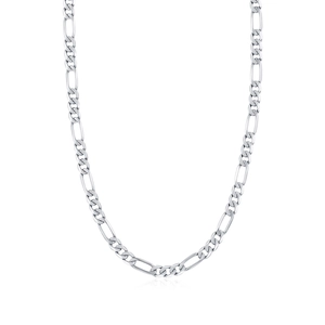 Classic silver S925 sterling silver Figaro chain necklace with polished metallic links