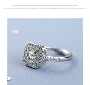 Macro side view of a luxury square-cut halo diamond ring with shimmering pavé band