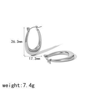 Dimensions détaillées des boucles d'oreilles en U argentées de 26,3 mm de haut