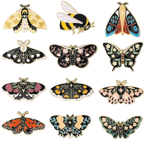 Enamel Brooch Pin Zinc Alloy Butterfly Moth Bee Insect Animal Retro Art Design Fashion Jewelry Accessory