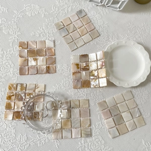 Natural shell mosaic coasters with pearl luster finish for elegant room decoration