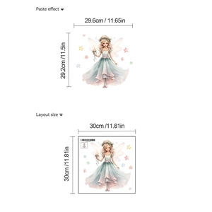 Detail showing Christmas butterfly fairy wall sticker layout size and paste effect dimensions