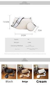 Detailed size chart and specifications for the retro woven texture crossbody bag