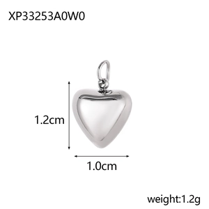 Micro-pave heart charm pendant for DIY jewelry with 1.2cm height and 1.0cm width dimensions