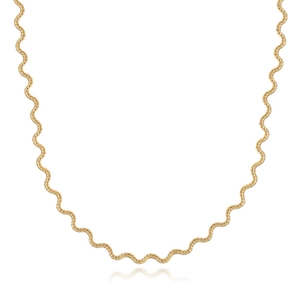 Elegant gold foxtail chain necklace with wavy texture on a clean white background