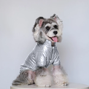 Doudoune argentée métallisée pour animaux de compagnie avec col montant pour chiens
