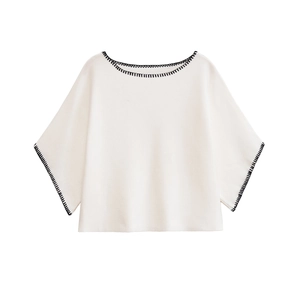 Conjunto para Mujer Estilo Europeo Con Costuras en Contraste Top de Punto Y Falda Y Chaleco Ropa de Calle Elegante Top And Bottom de Poliéster