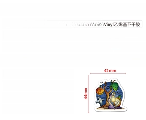 Detailed spec sheet for 100pcs waterproof vinyl Halloween stickers for kids parties