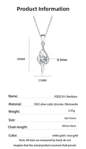 Detailed size specifications for S925 silver moissanite pendant necklace 30x11mm