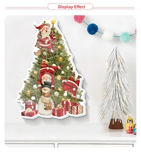 Playful Christmas wall decals with Santa Claus, snowmen, and gifts for holiday home decor