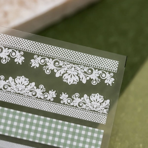 Autocollants nail art en relief avec motifs floraux, dentelle et carreaux verts