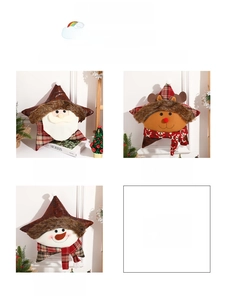 Étoiles de Noël détaillées en peluche avec motifs Père Noël, Renne et Bonhomme de neige