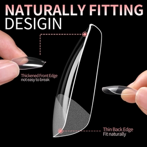 Lot de 550 capsules d'ongles amande ultra-fines sans couture avec design naturel et bord épais