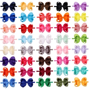 Baby Grosgrain Ribbon Bow Headband Elastic Nylon Hair Band For Infant Toddler Kids Candy Color Hair Accessories Hairband Gift
