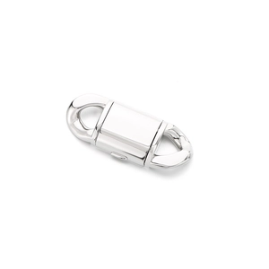 Polished silver stainless steel fold-over clasp for hip-hop bracelets and necklaces