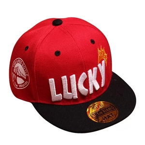 Casquette de baseball hip hop rouge et noire tendance avec broderie LUCKY pour garçons