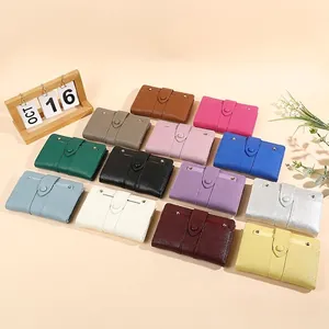 Litchi pattern faux leather short wallets for women available in 13 assorted colors