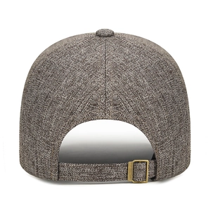 Men's outdoor brown textured baseball cap with adjustable metal buckle back view