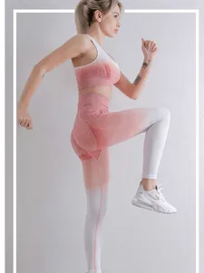 Ensemble de yoga sans couture pour femmes avec brassière dégradée et legging taille haute