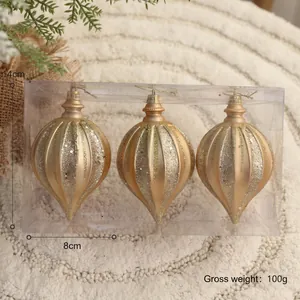Set di Palline di Natale in PVC Moderno con Glitter a Righe Forma a Cono di Anguria Pendenti Infrangibili per Albero di Natale