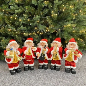 Electric Musical Santa Claus Figure Plastic Plush Battery Operated Christmas Ornament Decoration For Home Holiday Gift