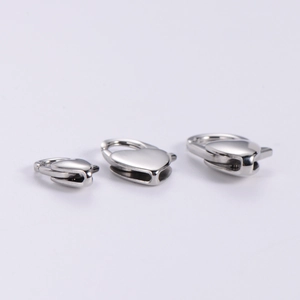 Polished stainless steel heart-shaped lobster clasps for DIY jewelry making in three sizes