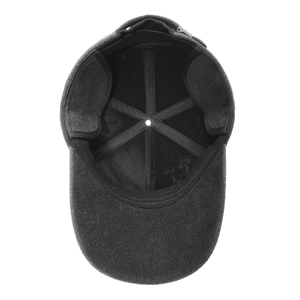 Winter wool baseball cap for men with fold-down ear flaps and warm lining