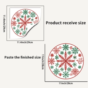 Details zu Maßen der roten und grünen Schneeflocken-Fensteraufkleber für Weihnachtsdeko