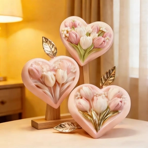 Herzförmige Tulpen Relief Silikonform DIY Kerze Handgemachte Seife Aromatherapie Gips Schokolade Kuchen Dekoration Blume