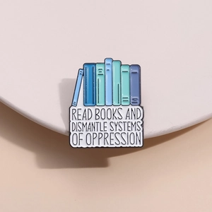 Read Books And Dismantle Systems Of Oppression Enamel Pin Alloy Book Stack Brooch Badge Lapel Pin Jewelry Accessory