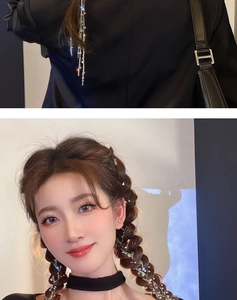 Close-up of sparkling tassel hair chain used in braided hairstyle for a stylish star look