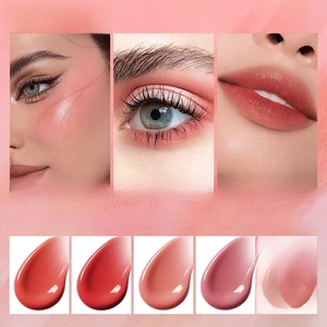 Échantillons de 5 teintes de fard à joues liquide velours pour joues, yeux et lèvres mats